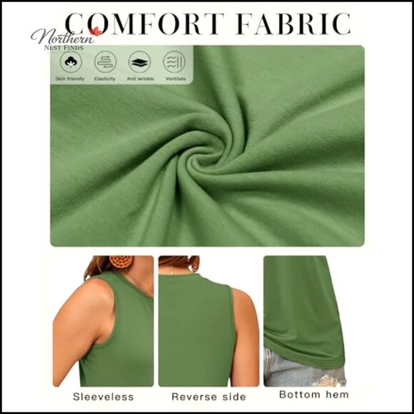 Summer Tank Top Sleeveless Crewneck Loose Fit Basic Cami Casual Shirt - Picture 3 of 7